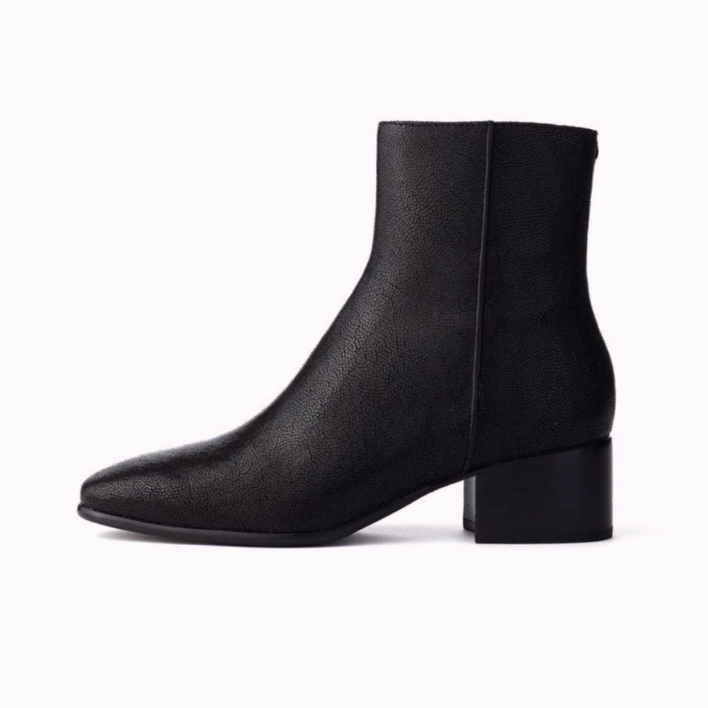 Rag & Bone Black Pebbled Leather Block Heel Mid Boots Women’s Shoe Size 6.5 - Picture 2 of 12